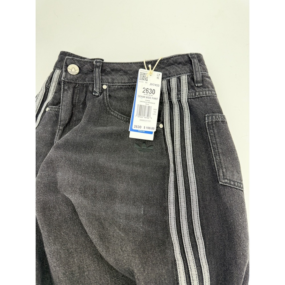 Adidas Y2K Pants Women Size 26/30‎ Black Originals Adicolor Denim Adilenium New - Picture 7 of 15